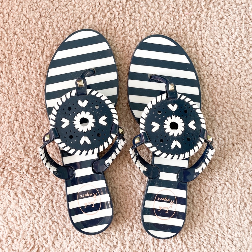 Striped Georgica Jelly Sandal in Navy + White Jack Rogers